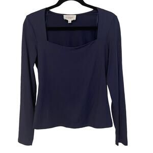 Pique Stitch Fix Navy Square Neckline Ling Sleeve Top NEW Medium‎